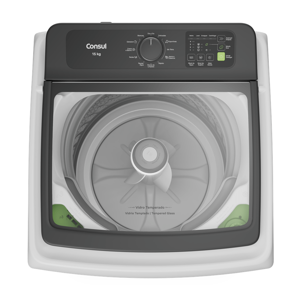 Reutilize a água da lavagem das roupas para limpar a casa. Com esse ciclo, você reaproveita até 90L[8] para deixar a casa brilhando e ainda economiza os recursos do planeta.
