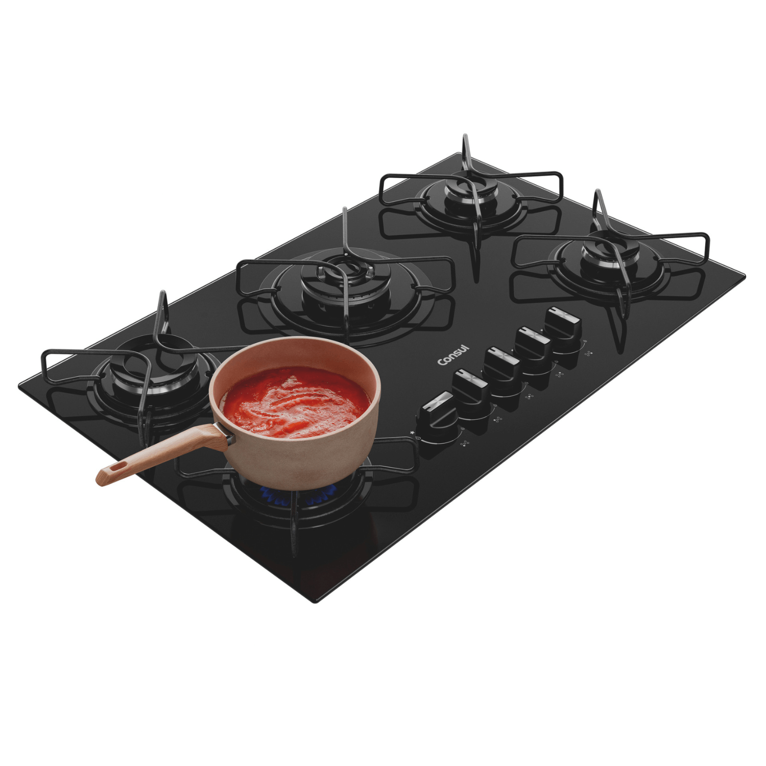 Cooktop com acendimento extra fácil. Basta girar o botão e as chamas se acendem. Assim, sua cozinha fica mais prática no dia a dia.