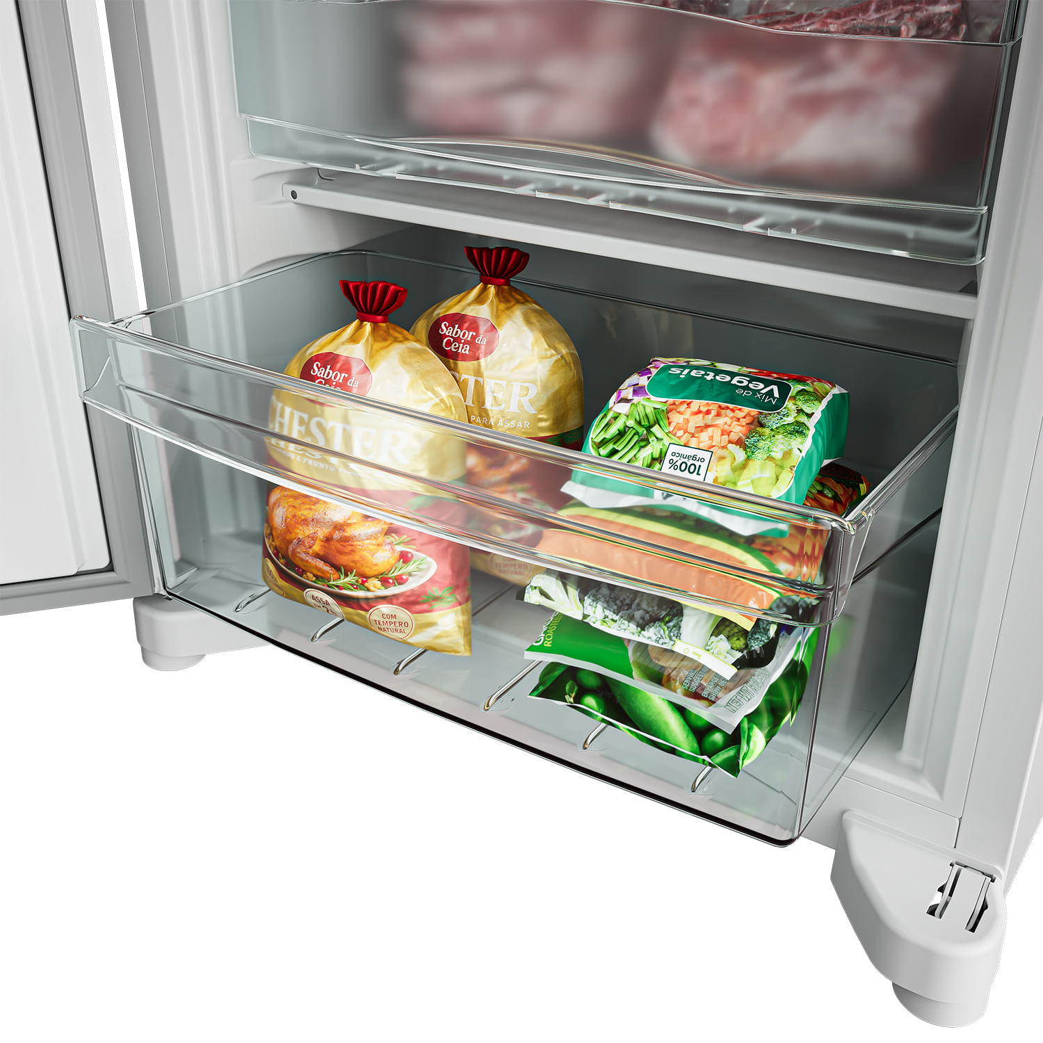 Melhor organização e visualização dos alimentos. Além de deixar tudo organizado, você consegue ver o que está guardado lá dentro sem nem abrir a gaveta.