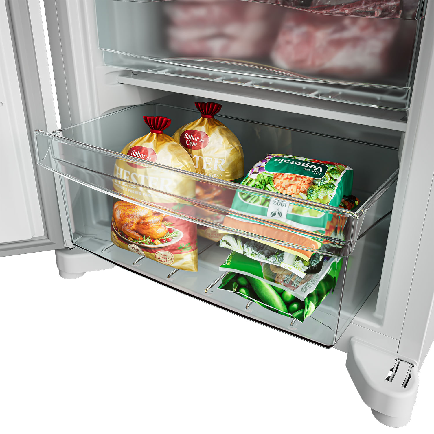 Melhor organização e visualização dos alimentos. Além de deixar tudo organizado, você consegue ver o que está guardado lá dentro sem nem abrir a gaveta.