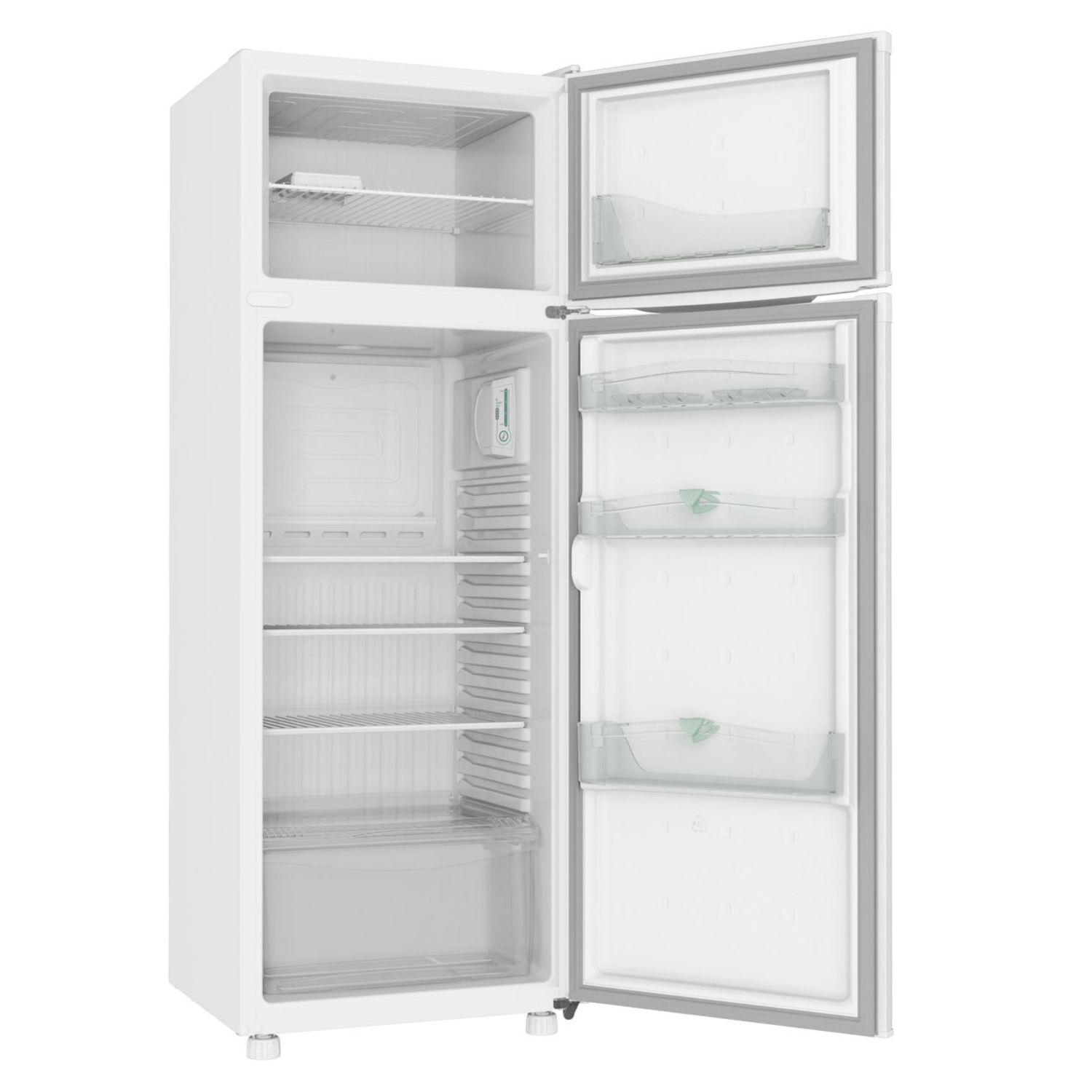 Limpe sua geladeira facilmente e regule o espaço entre as prateleiras para organizar itens de diferentes tamanhos.