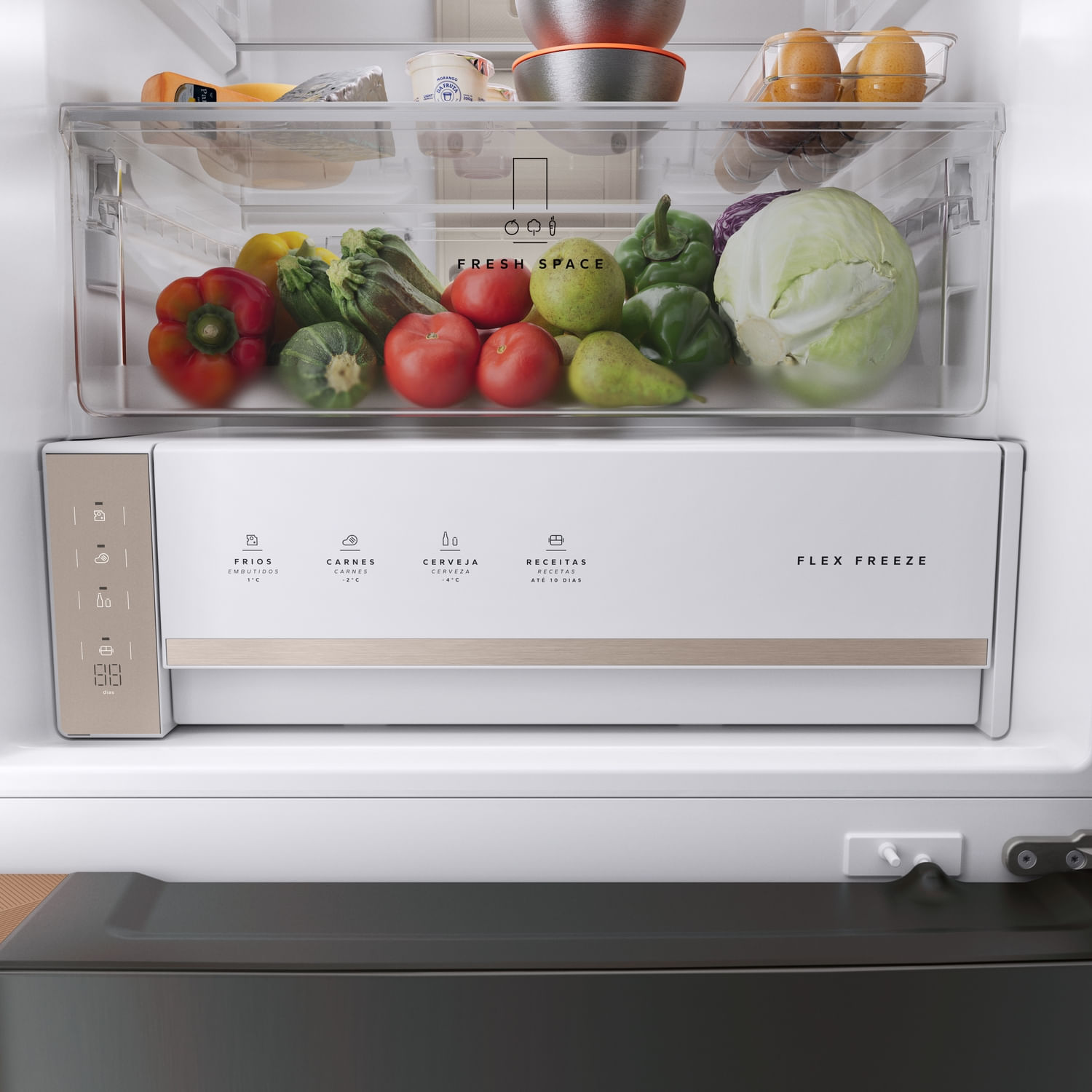 Geladeira Inteligente com Flex Freeze B= Smart Brastemp Frost Free