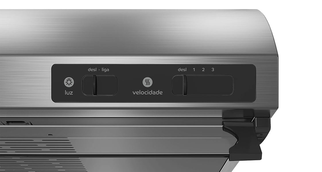 O Depurador Consul conta com 3 velocidades de sucção para diferentes níveis de vapores e deixa o ar da sua cozinha limpinho, sem gordura e cheiro ruim.