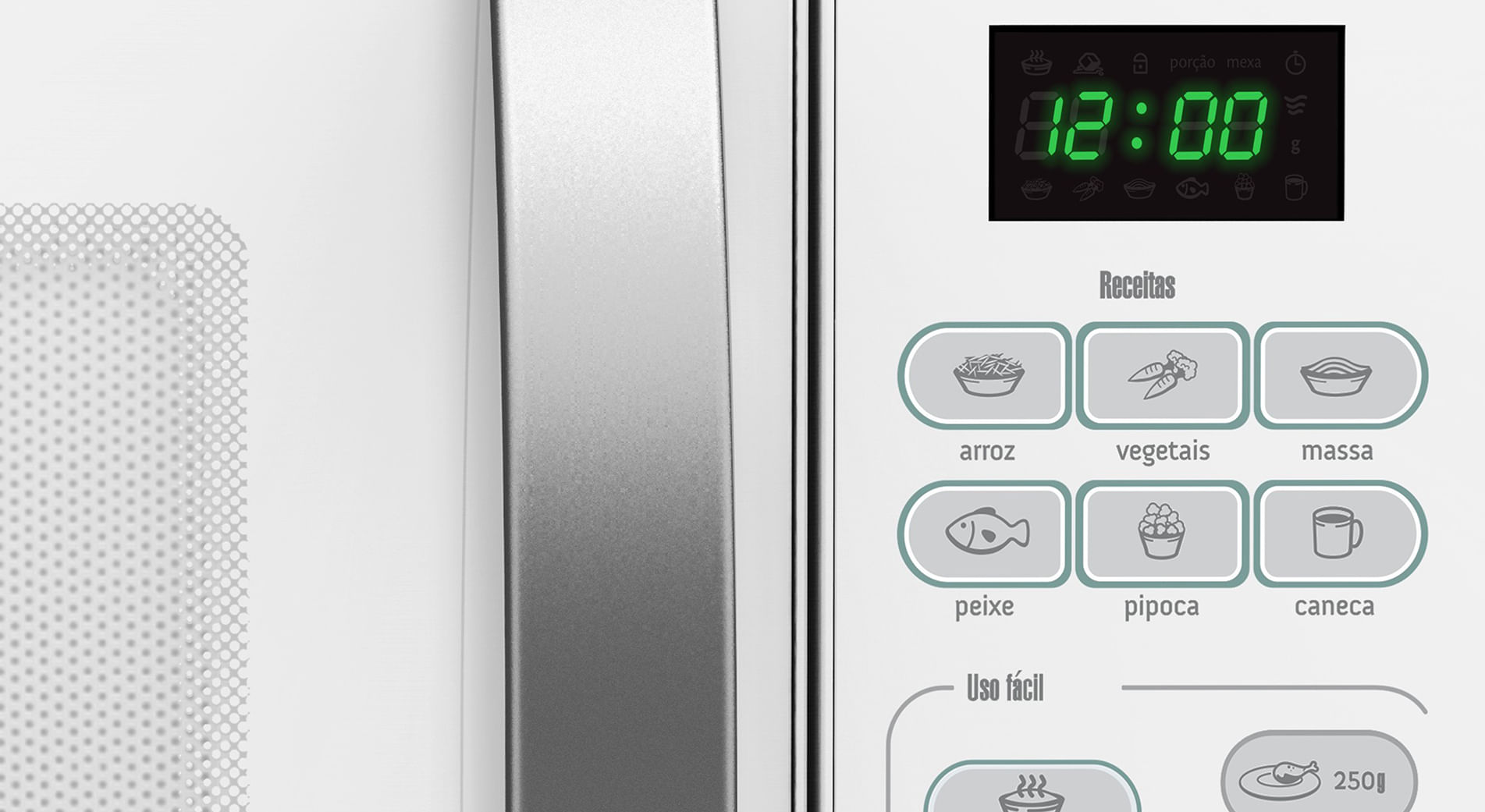 Com apenas um toque você tem 6 receitas pré-programadas, sem precisar ajustar tempo nem potência. Agiliza sua vida e economiza seu tempo!