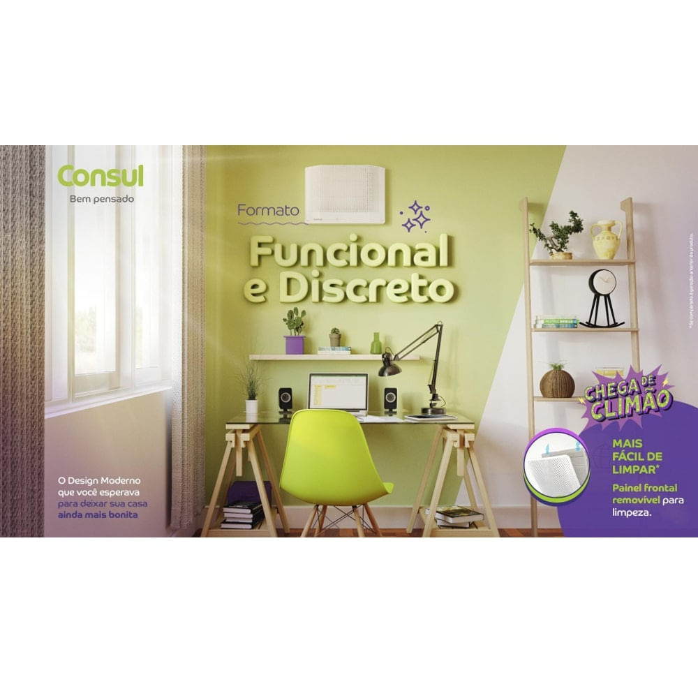 Valorize a sua decoração com o formato funcional e discreto do ar condicionado Consul.