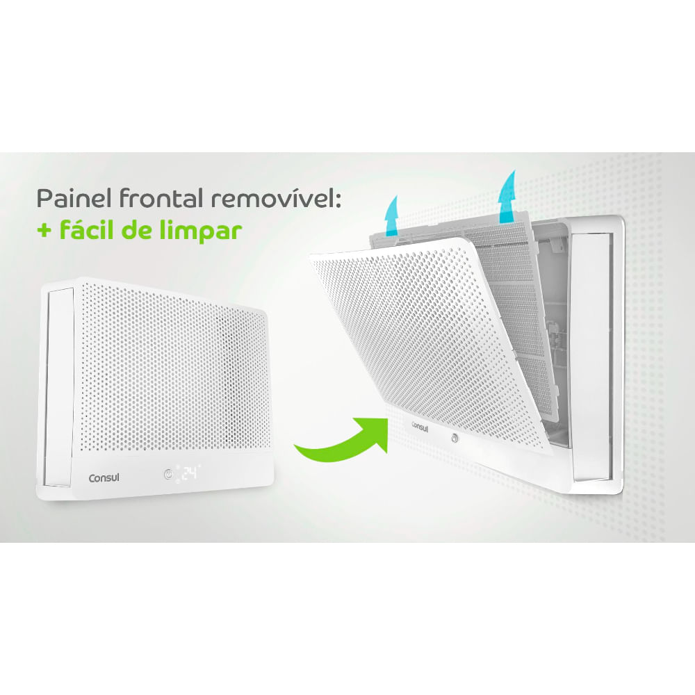Painel frontal removível que ajuda na limpeza do filtro proporcionando maior praticidade para seu dia.