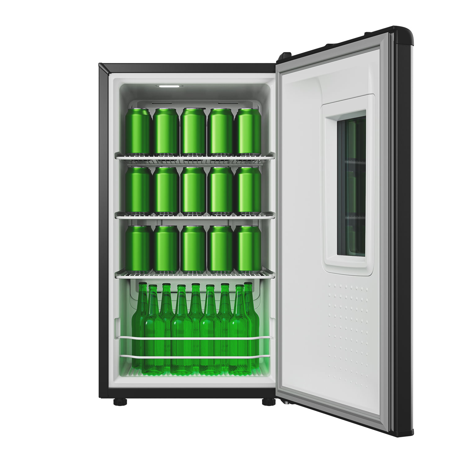 A cervejeira Consul tem espaço para gelar até 75* latas de uma vez, ideal para reunir os amigos e a família. E mais: com as prateleiras removíveis, você ajusta o espaço para caber de long neck a litrão.