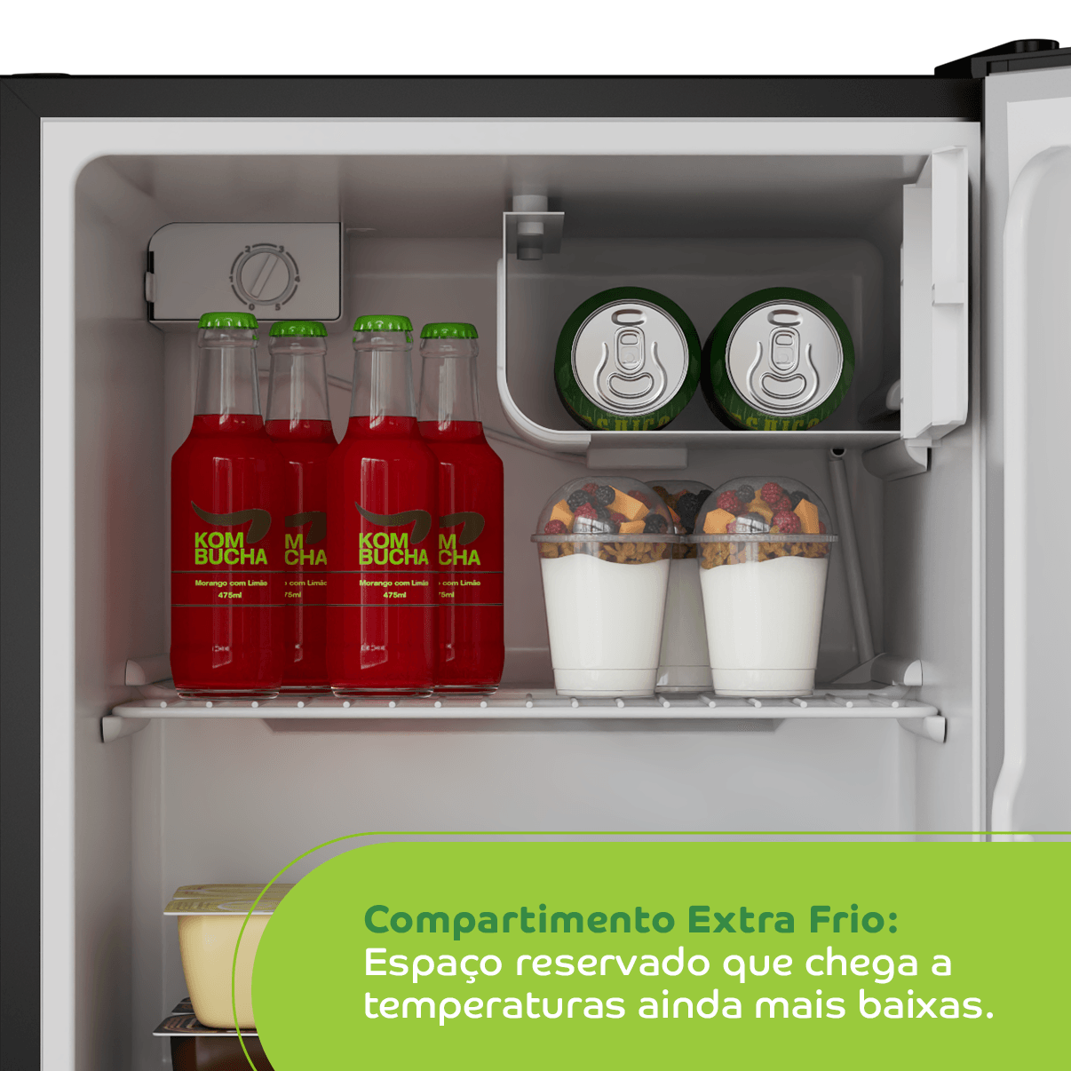 Quer deixar aquela bebida trincando? Use o espaço bem pensado do seu frigobar que chega à temperaturas ainda mais baixas.