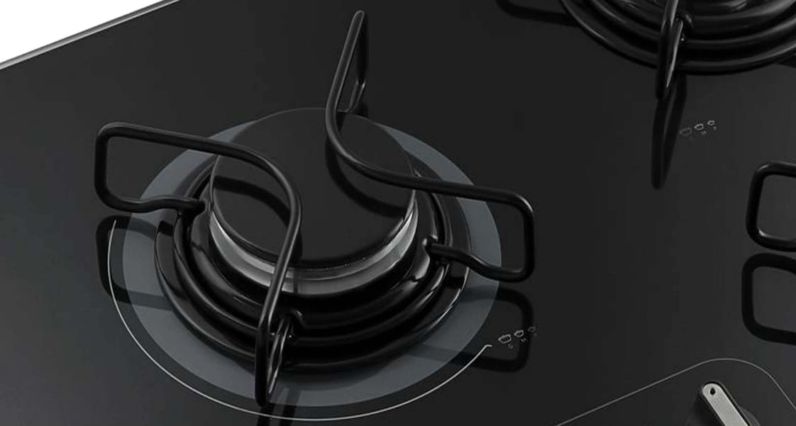 As grades são individuais para cada boca, esmaltadas e de fácil remoção. Assim é bem mais fácil fazer a limpeza delas e do seu Cooktop.