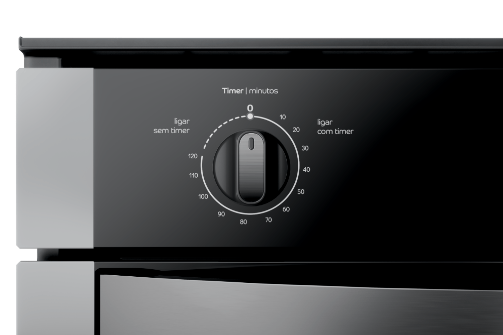 Conte com a facilidade do Timer. Defina por quanto tempo o forno deve funcionar até desligar sozinho. Ou, se preferir, use como um despertador para o forno te avisar quando o tempo chegar ao fim.
