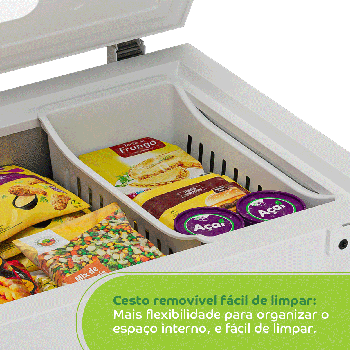 Bem pensado para o seu dia a dia, oferece mais flexibilidade para organizar o espaço interno do seu jeito e é fácil de limpar.