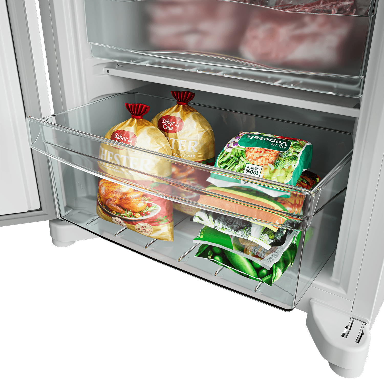 Mais espaço, mais organização: permite acomodar os alimentos de diferentes tamanhos de forma prática e segura.