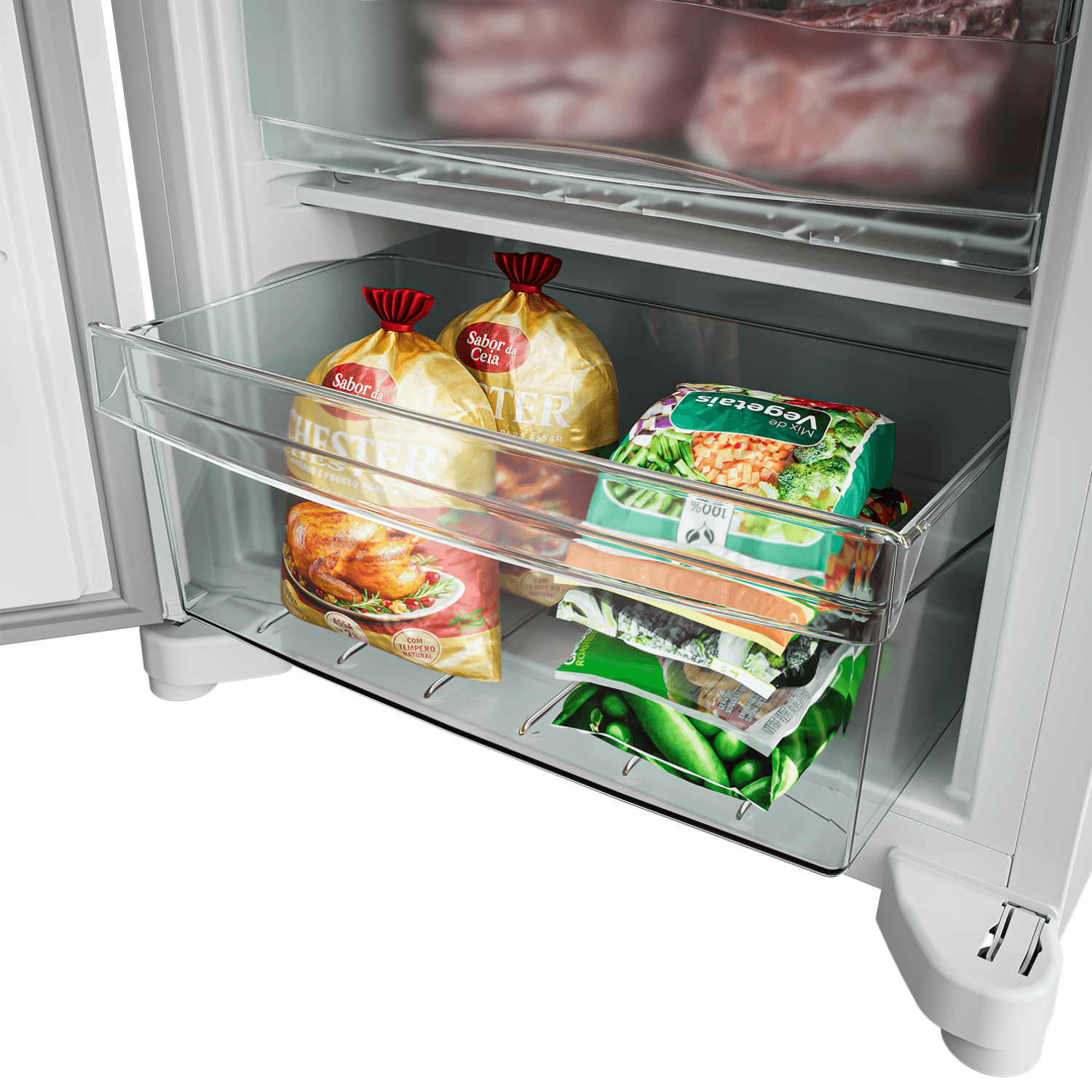 Mais espaço, mais organização: permite acomodar os alimentos de diferentes tamanhos de forma prática e segura.
