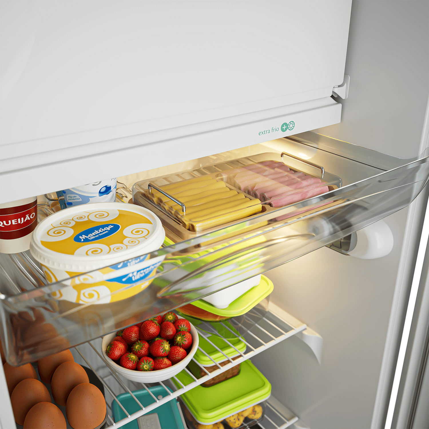Espaço reservado para guardar alimentos frescos que precisam de maior refrigeração e cuidado, como frios e laticínios.