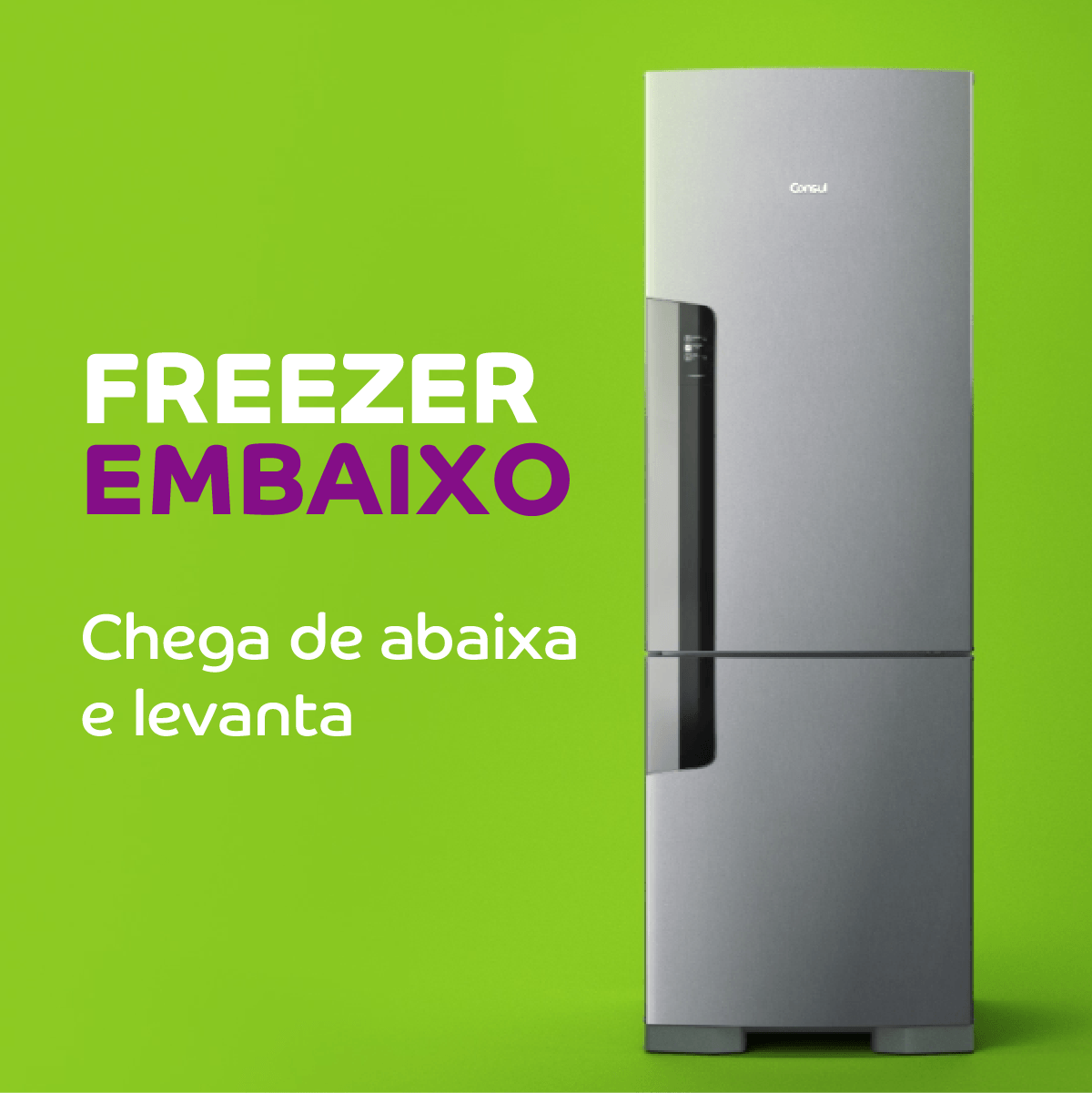 Geladeira Consul Frost Free Duplex 397 litros Evox com freezer