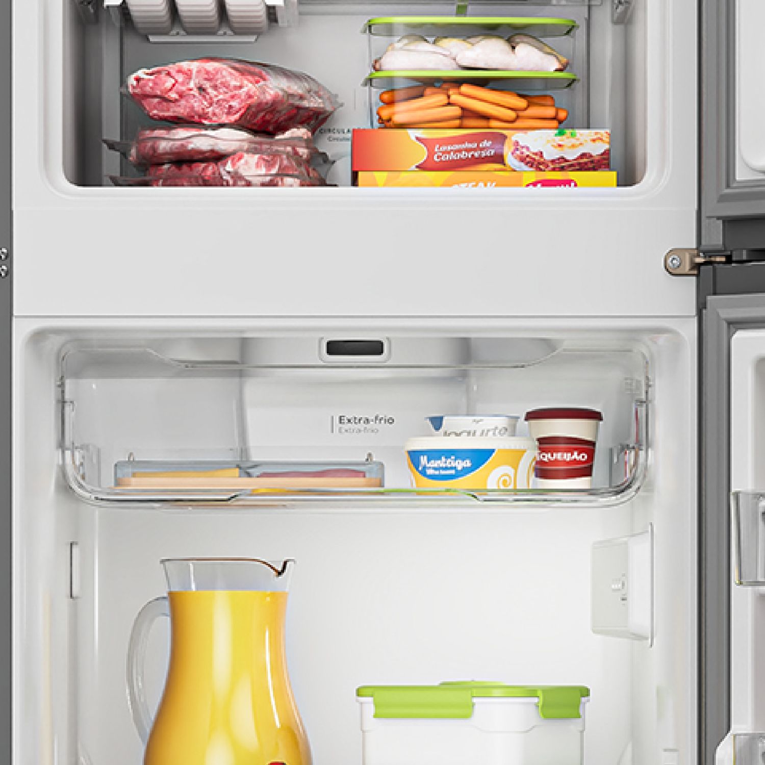 Espaço reservado para guardar alimentos frescos que precisam de maior refrigeração e cuidado, como frios e laticínios.