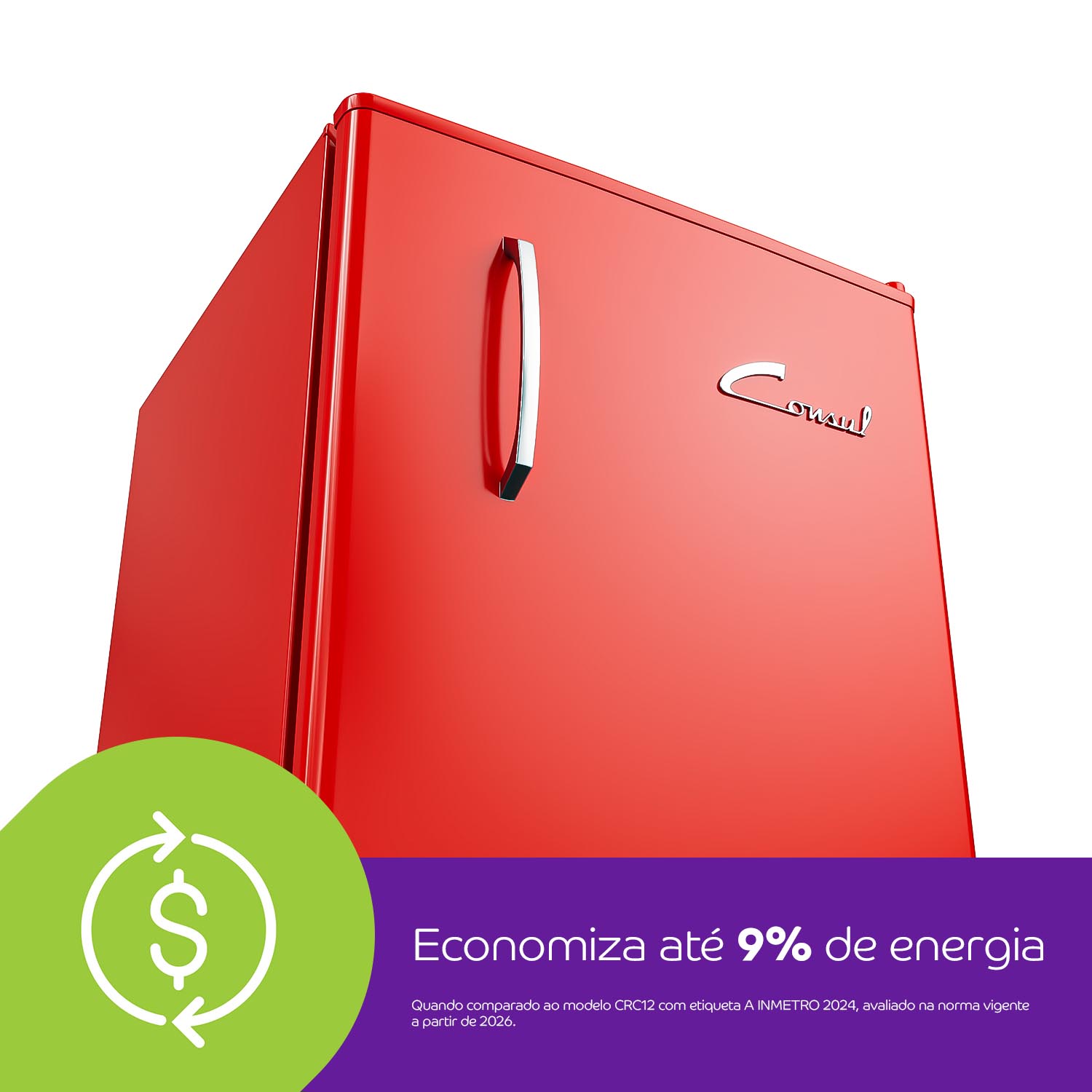 Seu frigobar com eficiência energética comprovada que economiza até 9% de energia elétrica ao ano[1]. Bom para o bolso e o planeta.