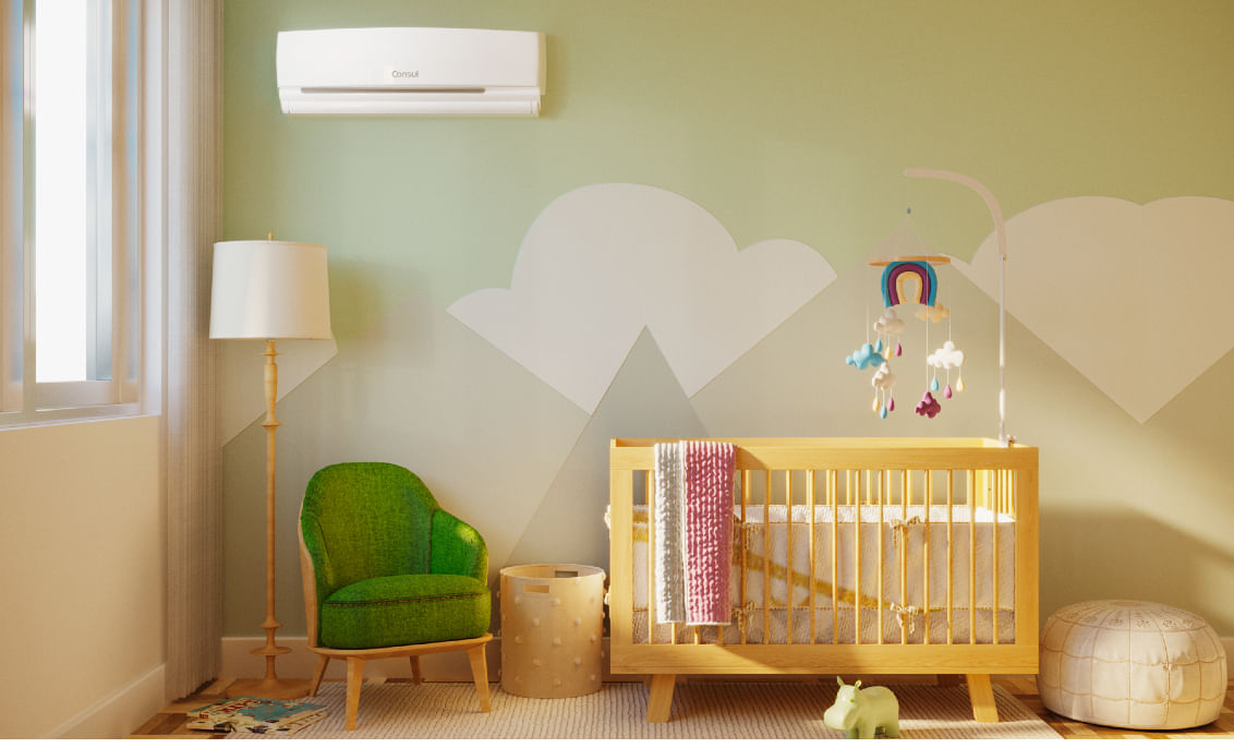 Compressor e ventilador que gelam o ar de forma rápida. Muito conforto em pouco tempo.