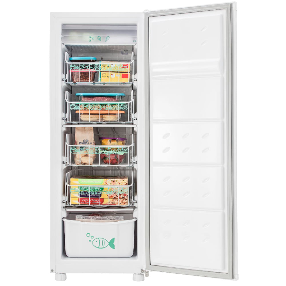Se depender deste freezer Consul gelo e picolés derretidos nunca mais! Ele tem um compartimento especial de congelamento rápido com tamanho perfeito para gelos, picolés e embalagens pequenas.