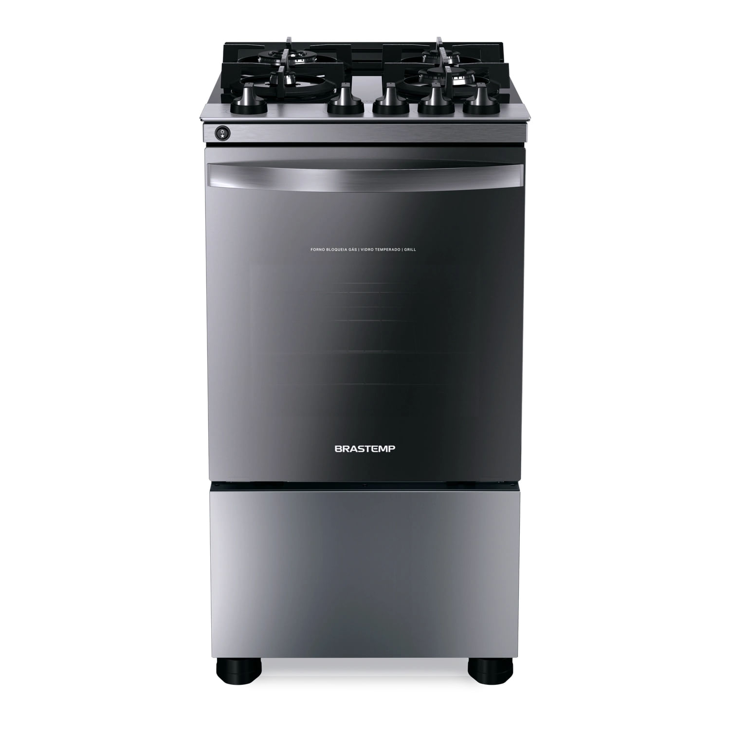 Fogão Brastemp 4 Bocas Inox Com Mesa De Vidro, Dupla Chama E Grill Elétrico - Bfo4vbr 110V