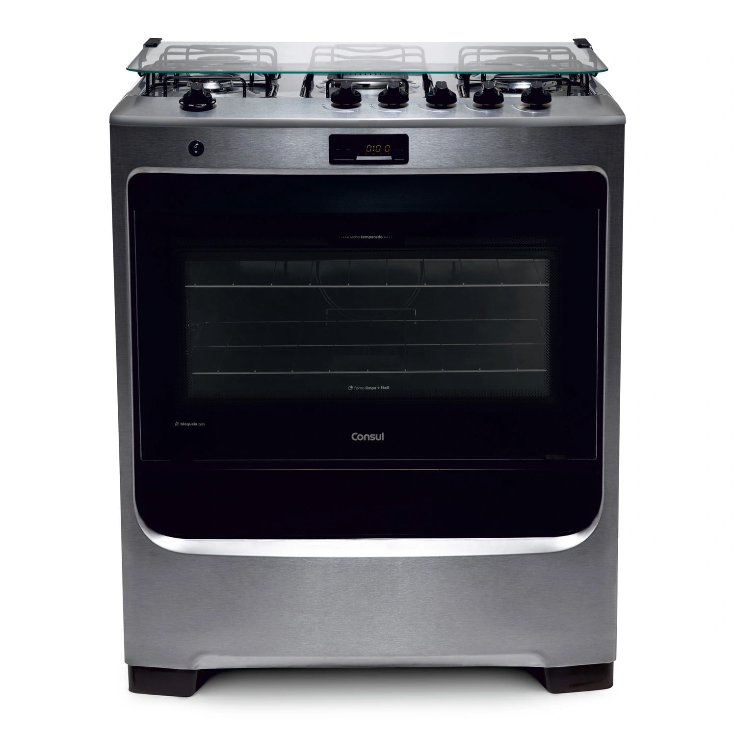Fogão Consul 5 Bocas Inox Com Dupla Chama E Timer Digital - Cfs5qar Bivolt