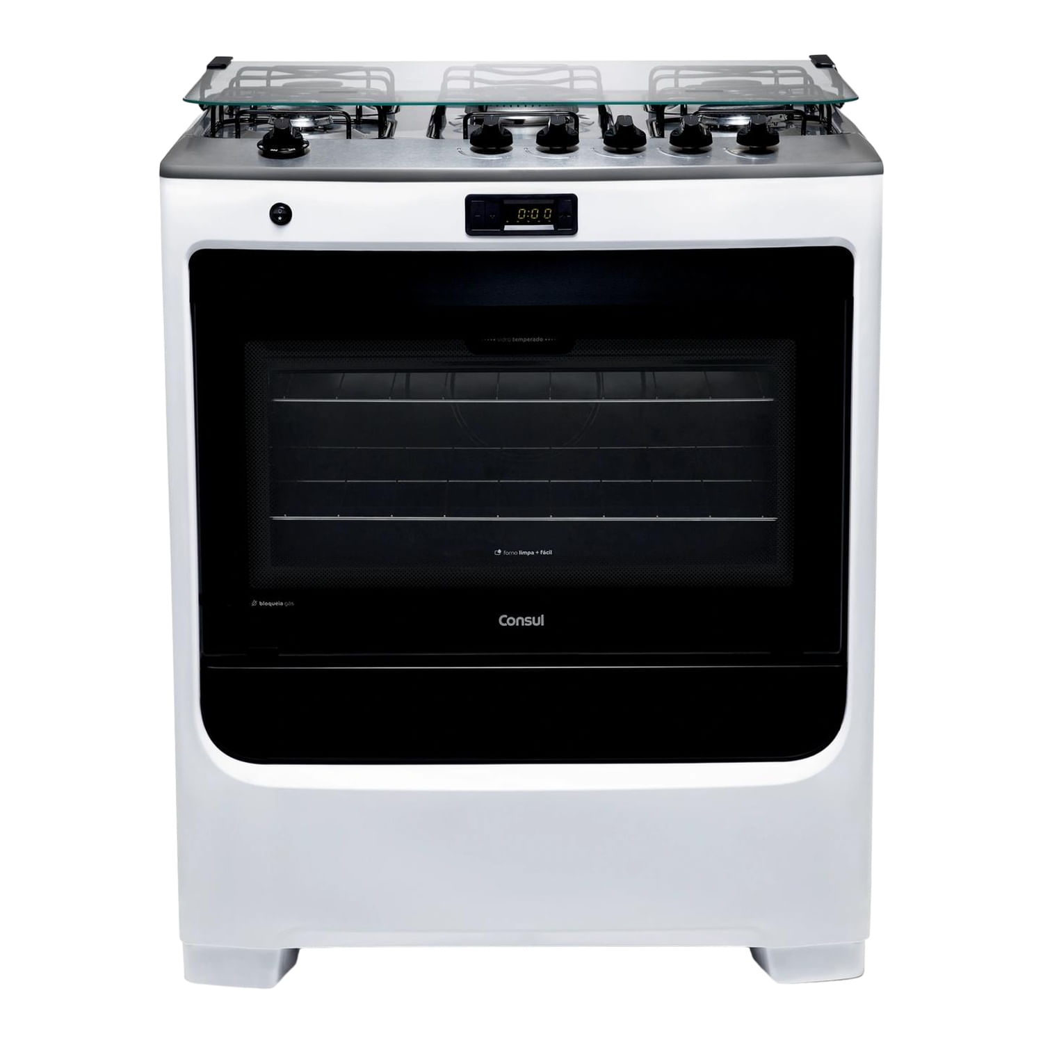 Fogão Consul 5 Bocas Branco Com Dupla Chama E Timer Digital - Cfs5qab Bivolt