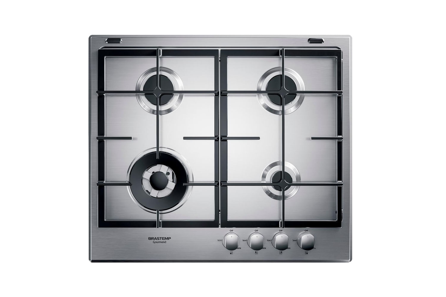 Cooktop 4 Bocas Brastemp Gourmand Inox Com Duplachama E Trempe Com Ferro Fundido - Bdk60dr 220V