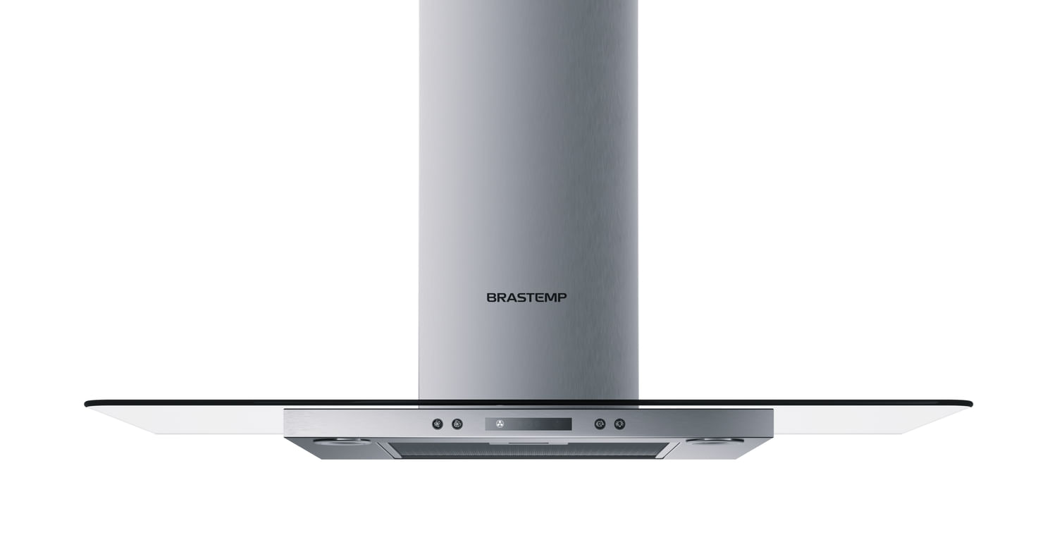 Coifa Vidro Plano Parede Brastemp 90cm Inox - Bap90ar 110V