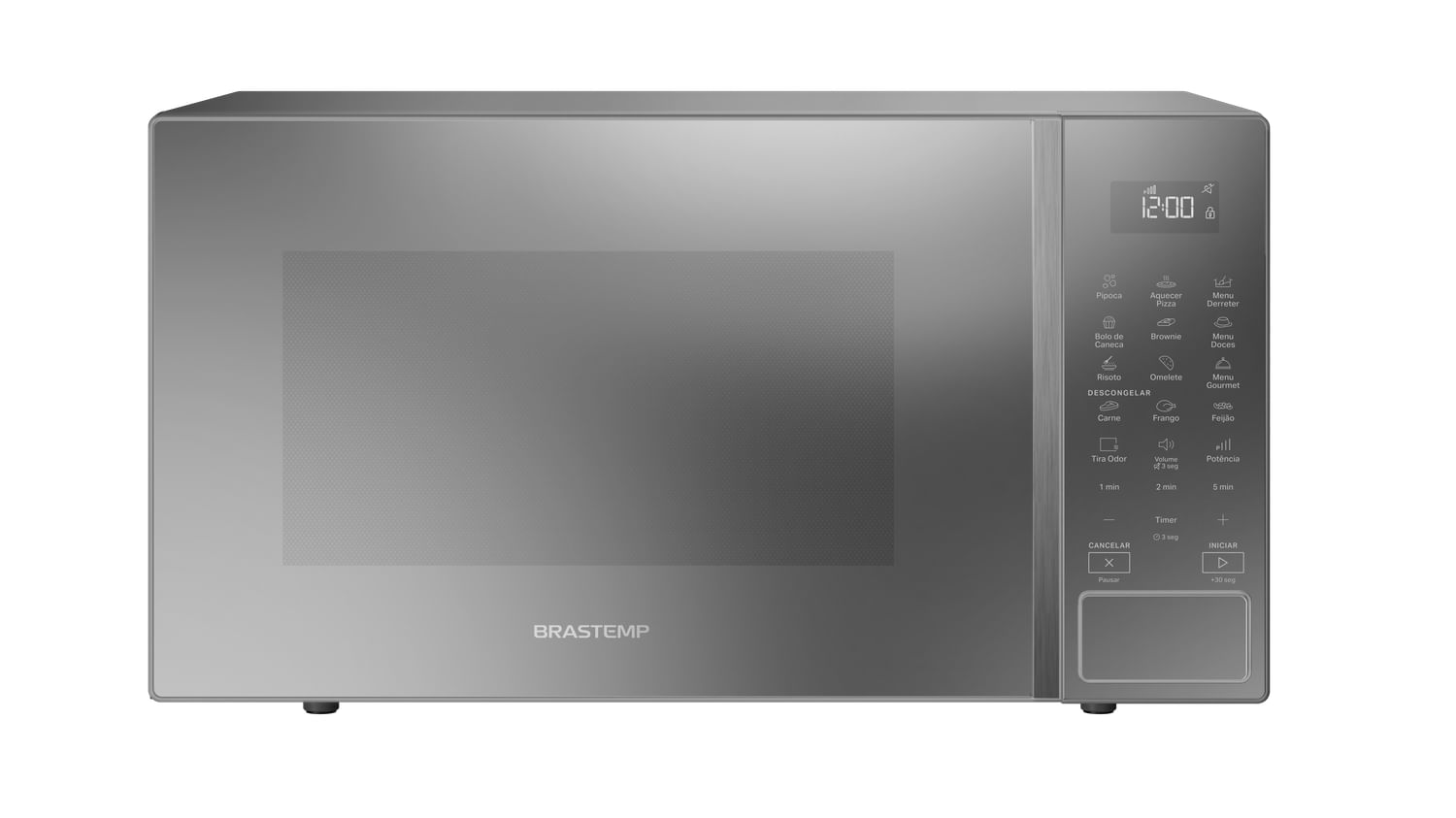 Micro-Ondas Brastemp 32 Litros Cor Cinza Espelhado Com Menu Gourmet - Bms46ar 110V