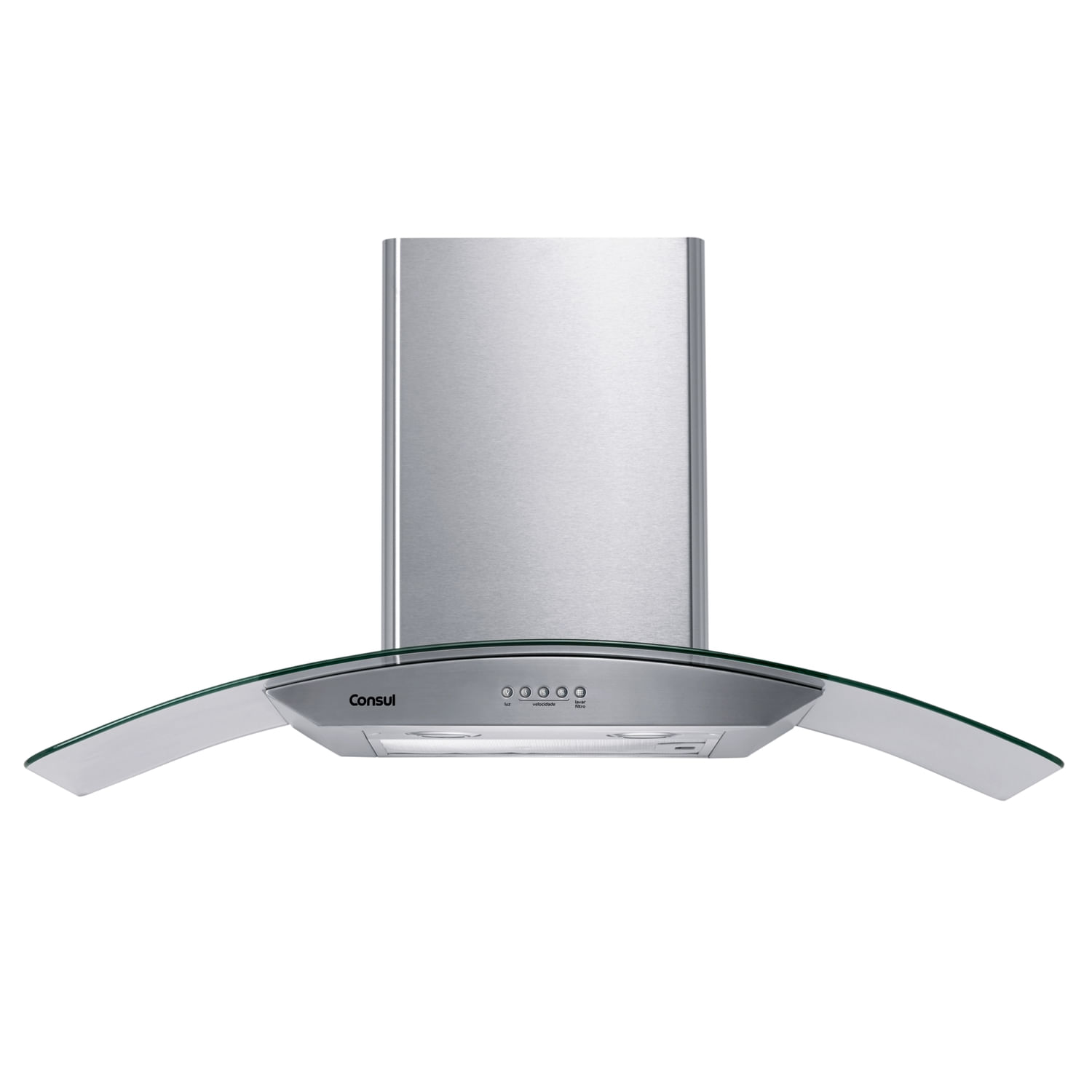 Coifa De Parede Consul 90cm Inox 5 E 6 Bocas Com Design Em Vidro E Aviso Lavar Filtro - Cap90ar 110V