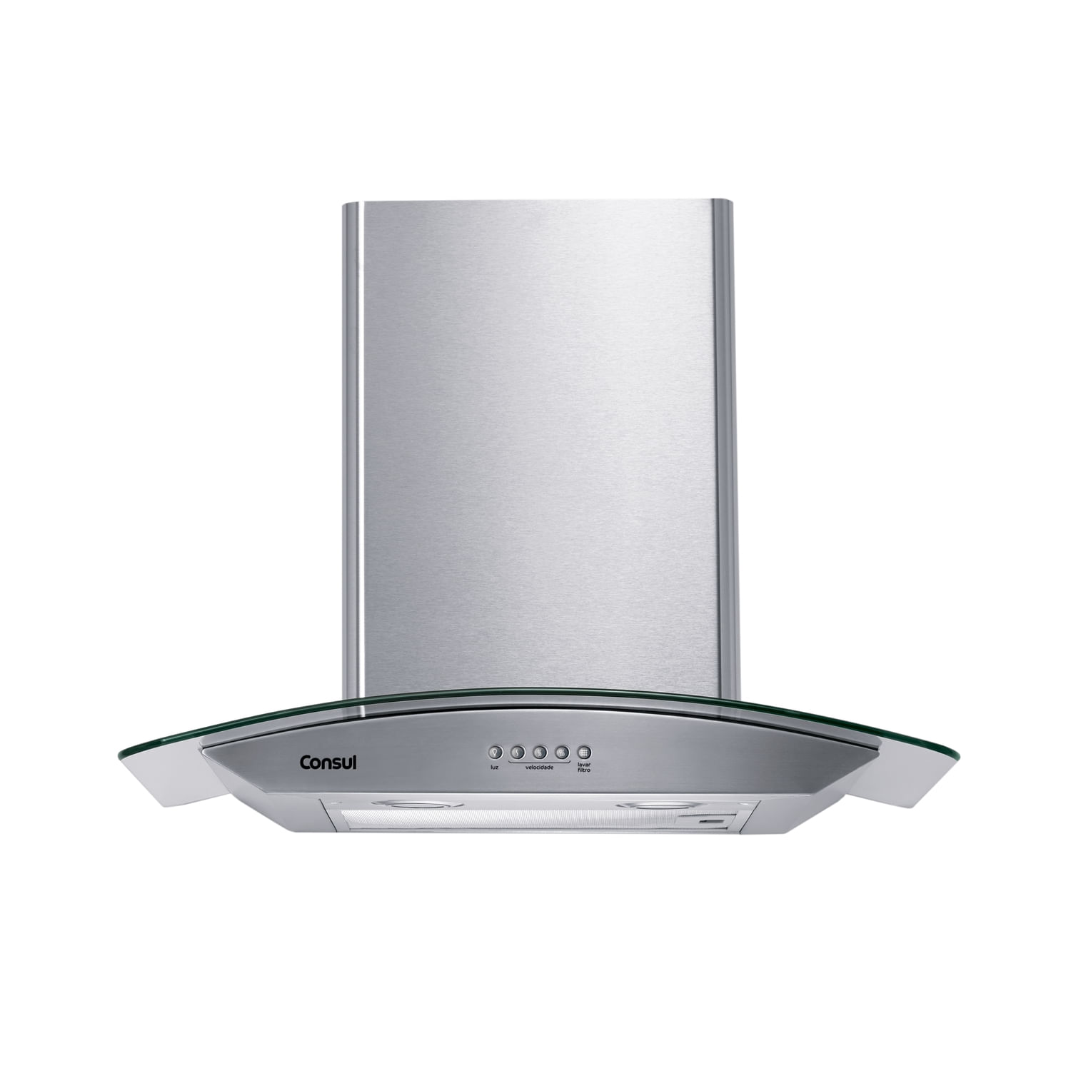 Coifa De Parede Consul 60cm Inox 4 Bocas Com Design Em Vidro E Aviso Lavar Filtro - Cap60ar 220V