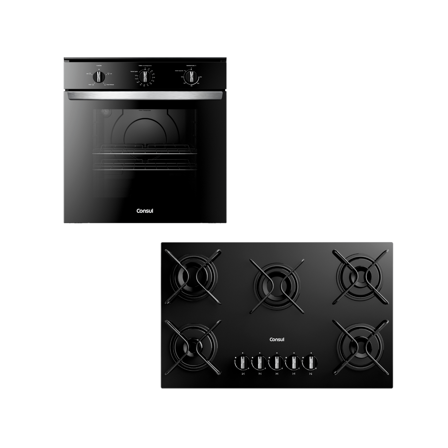 Combo Forno Embutir Elétrico E Cooktop 5 Bocas Consul (Cob84be E Cd075be) – Cob84_Cd075_Cj 110V