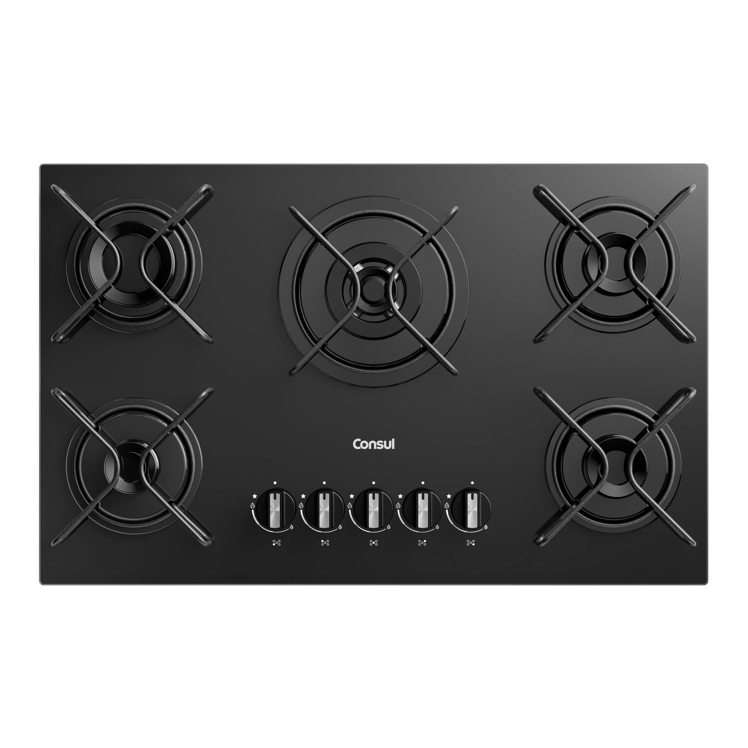 Cooktop 5 Bocas A Gás Consul Com Queimadores Especiais E Mesa De Vidro - Cds75ae Bivolt