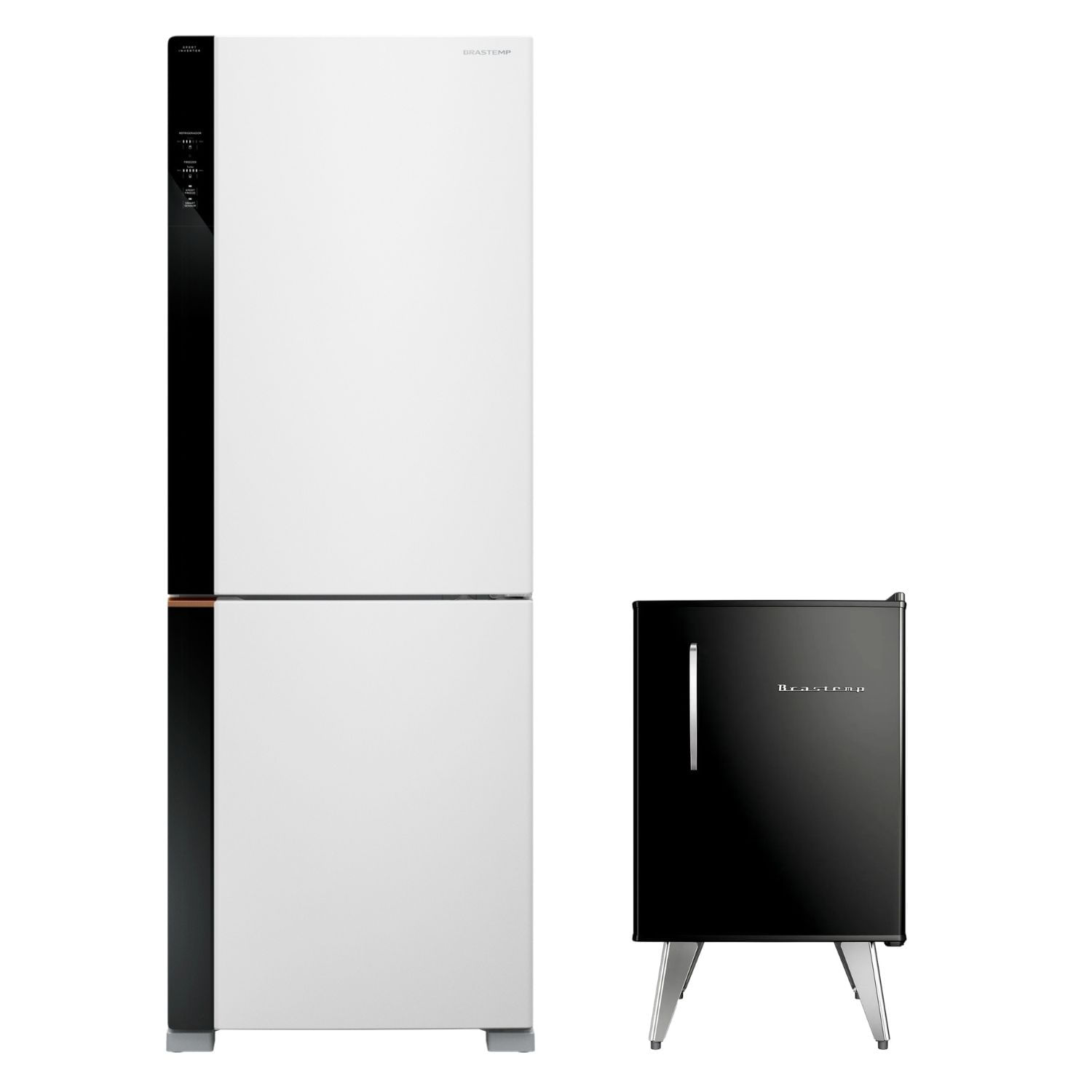 Combo Geladeira Inteligente B= Smart Brastemp Frost Free Inverse 500L + Frigobar Brastemp Retrô 76L Classic Black (Bre66ab + Bra08me) - B66a_B8me_Cj 220V
