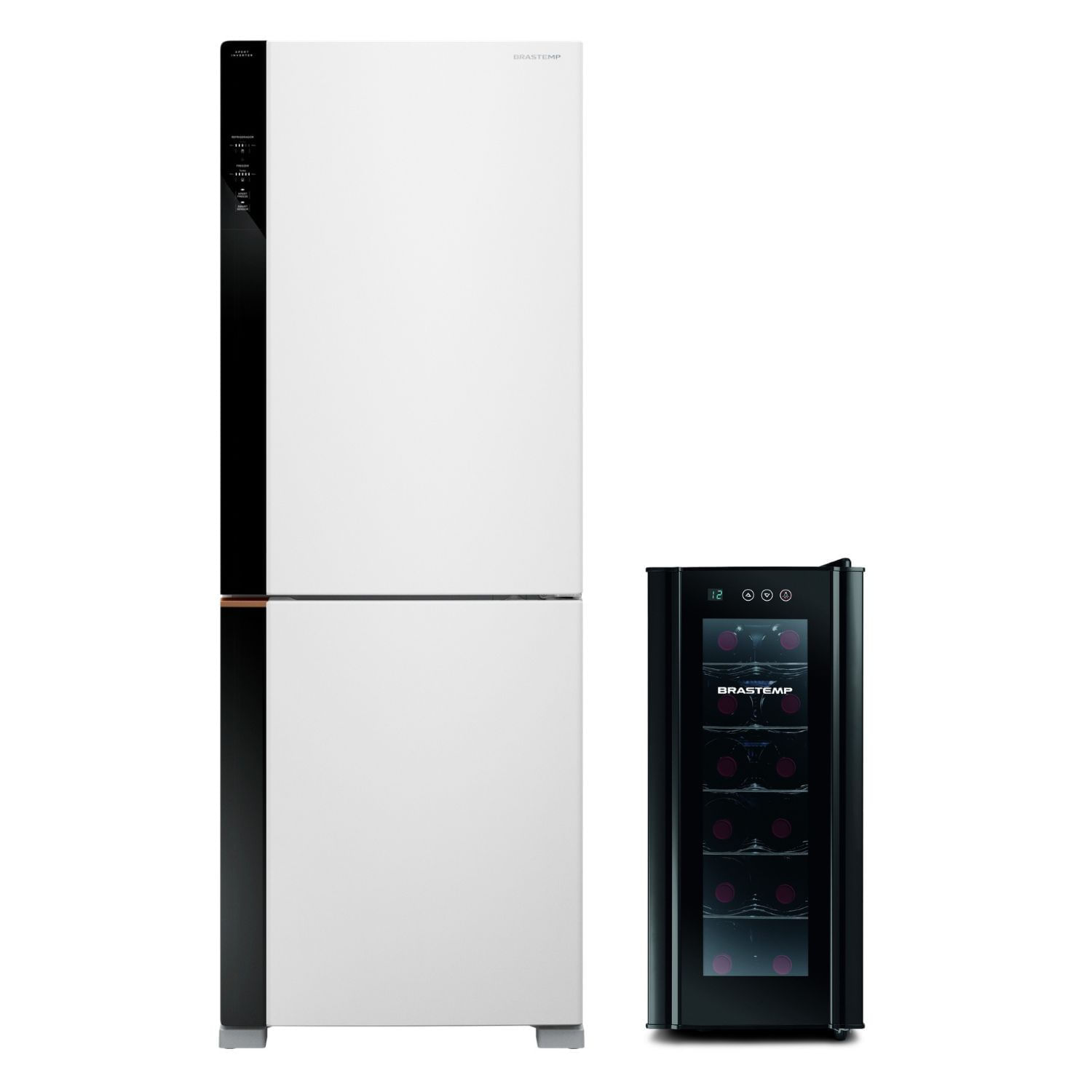 Combo Geladeira Inteligente B= Smart 500L Cor Branca + Adega 12 Garrafas Cor Preta Brastemp (Bre66ab + Bzc12be) - B6ab_Bcz1_Cj 110V