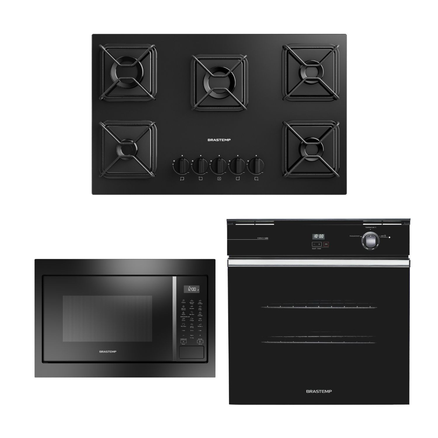 Kit Cozinha Especial Brastemp Cooktop, Forno E Microondas (Bdd75be + Boa84ae + Bm146ae) - Bd7b_B8ae_B14a_Cj 220V
