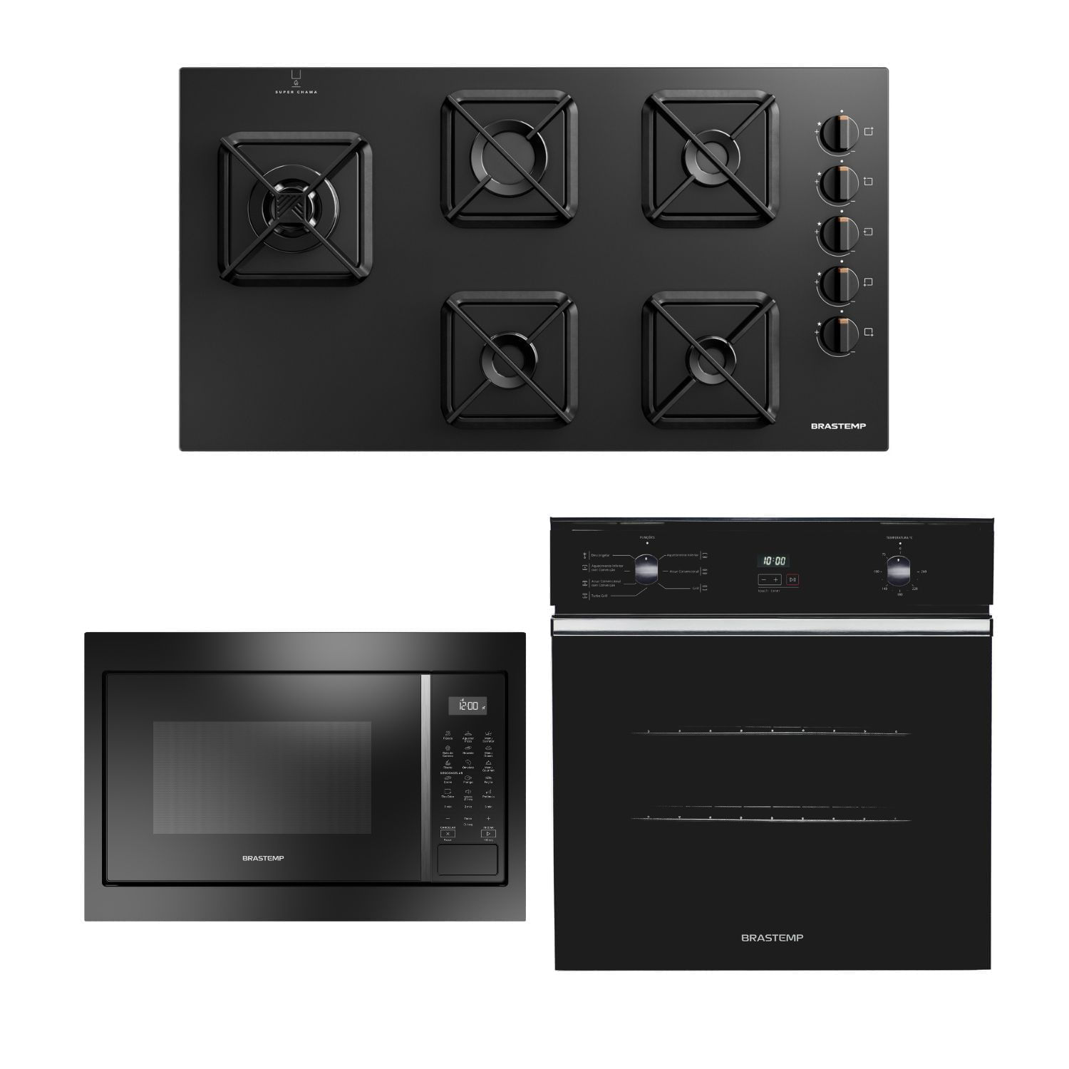 Kit Cozinha Premium Brastemp Cooktop, Forno E Microondas (Bds85ae + Boc84ae + Bm146ae) - Bd8a_B84a_B14a_Cj 220V