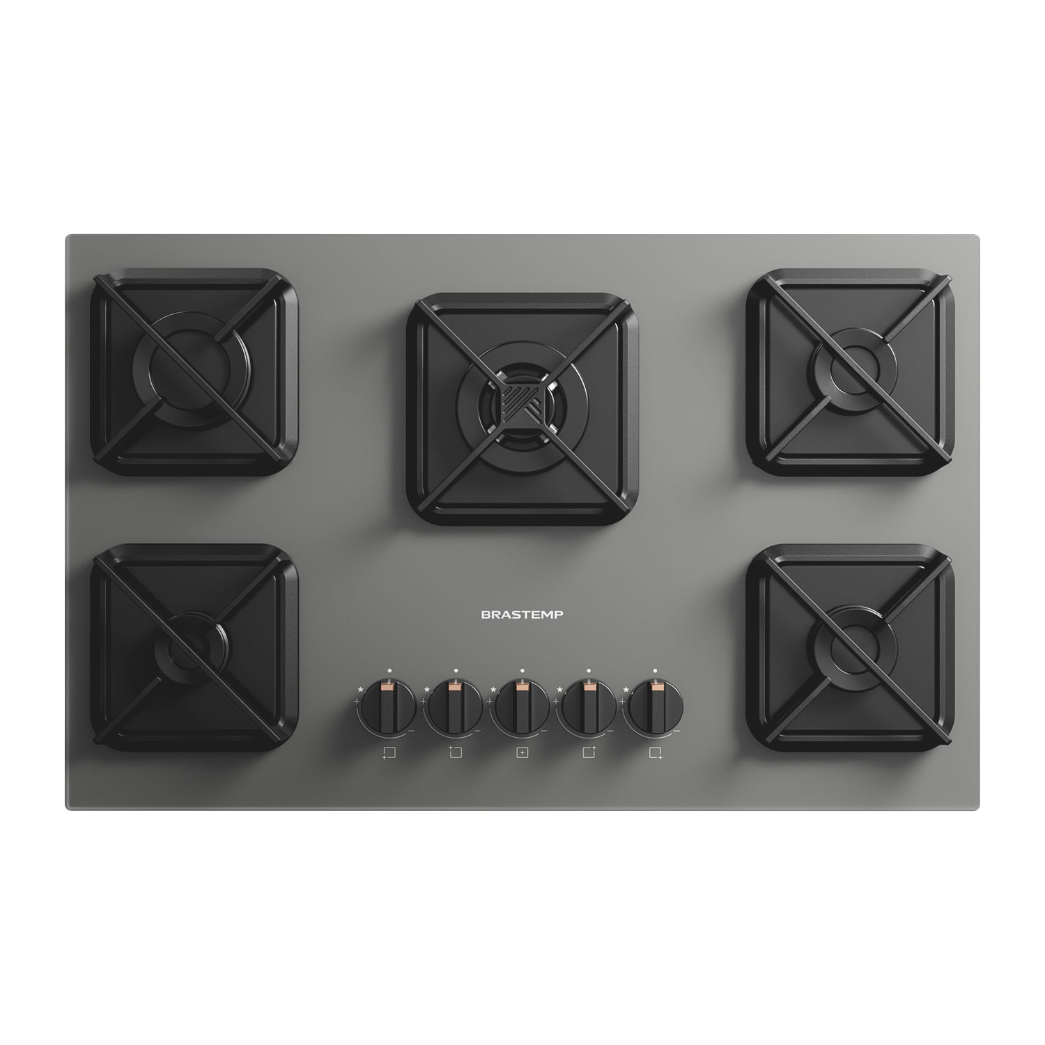 Cooktop 5 Bocas A Gás, Grades De Ferro Fundido E Chamas Especiais Cinza Brastemp - Bds75as Bivolt